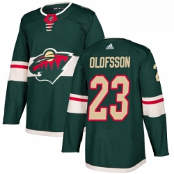 Mens Adidas Minnesota Wild 23 Gustav Olofsson Authentic Green Home NHL Jersey 