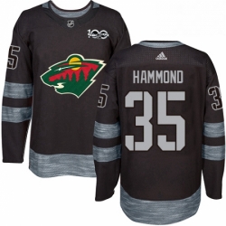 Mens Adidas Minnesota Wild 35 Andrew Hammond Authentic Black 1917 2017 100th Anniversary NHL Jersey 