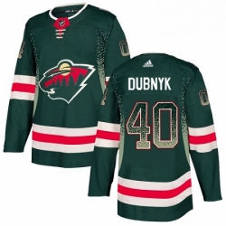 Mens Adidas Minnesota Wild 40 Devan Dubnyk Authentic Green Drift Fashion NHL Jersey 