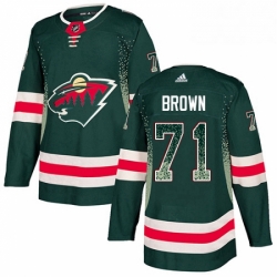 Mens Adidas Minnesota Wild 71 J T Brown Authentic Green Drift Fashion NHL Jerse