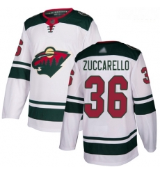 Wild #36 Mats Zuccarello White Road Authentic Stitched Hockey Jersey