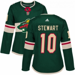 Womens Adidas Minnesota Wild 10 Chris Stewart Premier Green Home NHL Jersey 