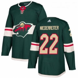 Youth Adidas Minnesota Wild 22 Nino Niederreiter Authentic Green Home NHL Jersey 