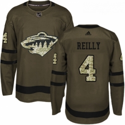 Youth Adidas Minnesota Wild 4 Mike Reilly Premier Green Salute to Service NHL Jersey 