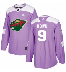 Youth Adidas Minnesota Wild 9 Mikko Koivu Authentic Purple Fights Cancer Practice NHL Jersey 