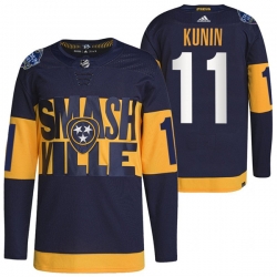 Men Nashville Predators 11 Luke Kunin 2022 Navy Stadium Series Breakaway Player Stitched Jersey