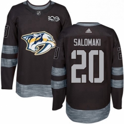 Mens Adidas Nashville Predators 20 Miikka Salomaki Authentic Black 1917 2017 100th Anniversary NHL Jersey 