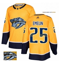 Mens Adidas Nashville Predators 25 Alexei Emelin Authentic Gold Fashion Gold NHL Jersey 