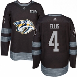 Mens Adidas Nashville Predators 4 Ryan Ellis Authentic Black 1917 2017 100th Anniversary NHL Jersey 