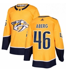 Mens Adidas Nashville Predators 46 Pontus Aberg Authentic Gold Home NHL Jersey 