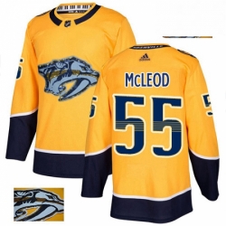 Mens Adidas Nashville Predators 55 Cody McLeod Authentic Gold Fashion Gold NHL Jersey 