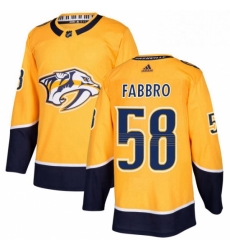 Mens Adidas Nashville Predators 58 Dante Fabbro Premier Gold Home NHL Jersey 