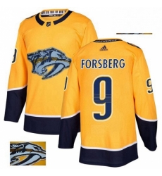 Mens Adidas Nashville Predators 9 Filip Forsberg Authentic Gold Fashion Gold NHL Jersey 