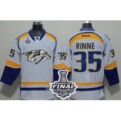 Predators #35 Pekka Rinne White Road 2017 Stanley Cup Final Patch Stitched NHL Jersey