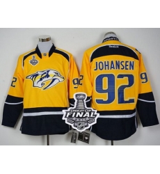 Predators #92 Ryan Johansen Yellow Home 2017 Stanley Cup Final Patch Stitched NHL Jersey