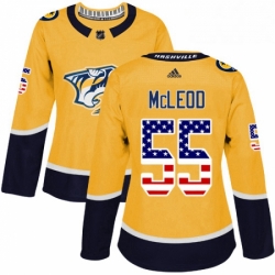 Womens Adidas Nashville Predators 55 Cody McLeod Authentic Gold USA Flag Fashion NHL Jersey 