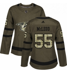 Womens Adidas Nashville Predators 55 Cody McLeod Authentic Green Salute to Service NHL Jersey 