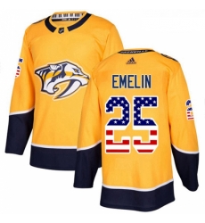 Youth Adidas Nashville Predators 25 Alexei Emelin Authentic Gold USA Flag Fashion NHL Jersey 