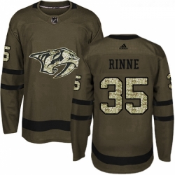 Youth Adidas Nashville Predators 35 Pekka Rinne Authentic Green Salute to Service NHL Jersey 