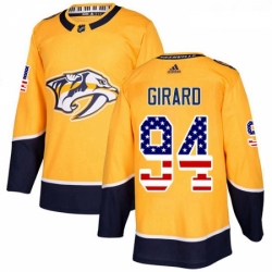 Youth Adidas Nashville Predators 94 Samuel Girard Authentic Gold USA Flag Fashion NHL Jersey 