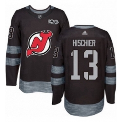 Mens Adidas New Jersey Devils 13 Nico Hischier Authentic Black 1917 2017 100th Anniversary NHL Jersey  Mens Adidas New Jersey Devils 13 Nico Hischier Authentic Black 1917 2017 100th Anniversary NHL Jersey
