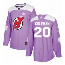 Mens Adidas New Jersey Devils 20 Blake Coleman Authentic Purple Fights Cancer Practice NHL Jersey  Mens Adidas New Jersey Devils 20 Blake Coleman Authentic Purple Fights Cancer Practice NHL Jersey