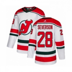 Mens Adidas New Jersey Devils 28 Damon Severson Authentic White Alternate NHL Jersey  Mens Adidas New Jersey Devils 28 Damon Severson Authentic White Alternate NHL Jersey