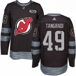 Mens Adidas New Jersey Devils 49 Eric Tangradi Authentic Black 1917 2017 100th Anniversary NHL Jersey  Mens Adidas New Jersey Devils 49 Eric Tangradi Authentic Black 1917 2017 100th Anniversary NHL Jersey