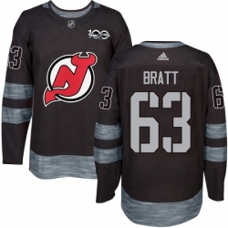 Mens Adidas New Jersey Devils 63 Jesper Bratt Authentic Black 1917 2017 100th Anniversary NHL Jersey  Mens Adidas New Jersey Devils 63 Jesper Bratt Authentic Black 1917 2017 100th Anniversary NHL Jersey