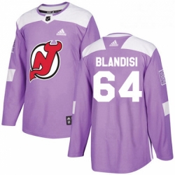 Mens Adidas New Jersey Devils 64 Joseph Blandisi Authentic Purple Fights Cancer Practice NHL Jersey  Mens Adidas New Jersey Devils 64 Joseph Blandisi Authentic Purple Fights Cancer Practice NHL Jersey