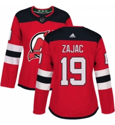 Womens Adidas New Jersey Devils 19 Travis Zajac Authentic Red Home NHL Jersey 