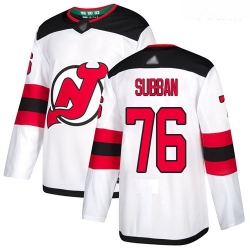 Devils #76 P  K  Subban White Road Authentic Stitched Youth Hockey Jersey