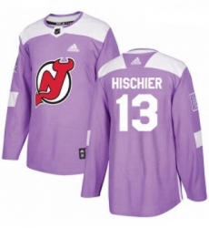 Youth Adidas New Jersey Devils 13 Nico Hischier Authentic Purple Fights Cancer Practice NHL Jersey 