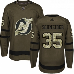 Youth Adidas New Jersey Devils 35 Cory Schneider Authentic Green Salute to Service NHL Jersey 