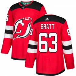 Youth Adidas New Jersey Devils 63 Jesper Bratt Authentic Red Home NHL Jersey 