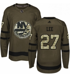 Mens Adidas New York Islanders 27 Anders Lee Authentic Green Salute to Service NHL Jersey 