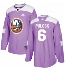 Mens Adidas New York Islanders 6 Ryan Pulock Authentic Purple Fights Cancer Practice NHL Jersey 