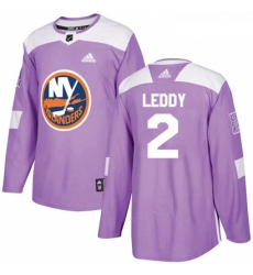 Youth Adidas New York Islanders 2 Nick Leddy Authentic Purple Fights Cancer Practice NHL Jersey 