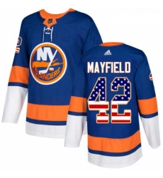 Youth Adidas New York Islanders 42 Scott Mayfield Authentic Royal Blue USA Flag Fashion NHL Jersey 