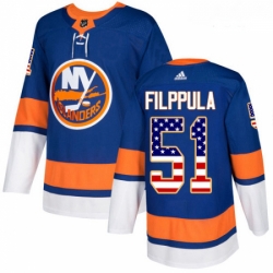 Youth Adidas New York Islanders 51 Valtteri Filppula Authentic Royal Blue USA Flag Fashion NHL Jersey 