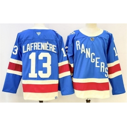Men New York Rangers 13 Alexis Lafreniere Blue 2025 Stitched Hockey Jersey