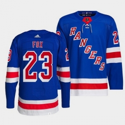 Men New York Rangers 23 Adam Fox Royal Stitched Jerse