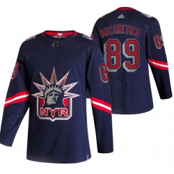 Men New York Rangers 89 Pavel Buchnevich Navy Adidas 2020 21 Reverse Retro Alternate NHL Jersey