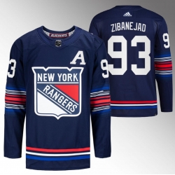 Men New York Rangers 93 Mika Zibanejad Navy Stitched Jersey