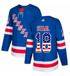 Mens Adidas New York Rangers 18 Marc Staal Authentic Royal Blue USA Flag Fashion NHL Jersey 