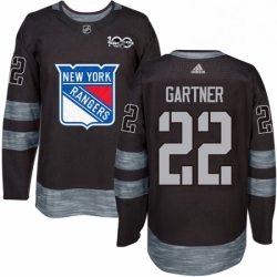 Mens Adidas New York Rangers 22 Mike Gartner Authentic Black 1917 2017 100th Anniversary NHL Jersey 