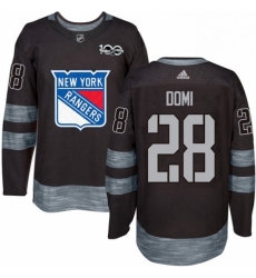 Mens Adidas New York Rangers 28 Tie Domi Premier Black 1917 2017 100th Anniversary NHL Jersey 