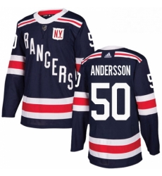 Mens Adidas New York Rangers 50 Lias Andersson Authentic Navy Blue 2018 Winter Classic NHL Jersey 