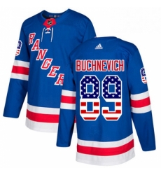 Mens Adidas New York Rangers 89 Pavel Buchnevich Authentic Royal Blue USA Flag Fashion NHL Jersey 