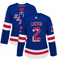 Womens Adidas New York Rangers 2 Brian Leetch Authentic Royal Blue Home NHL Jersey 